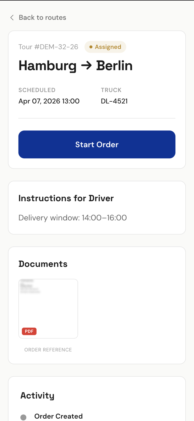 Driver Mobile View